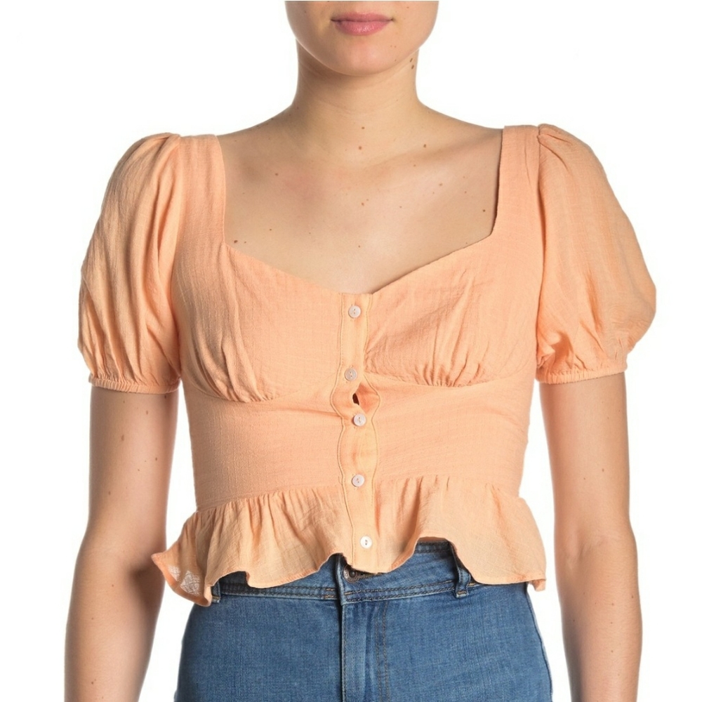 Lush Puff Sleeve Sweetheart Neck